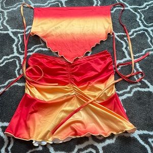 matching Y2k mini skirt and halter top set